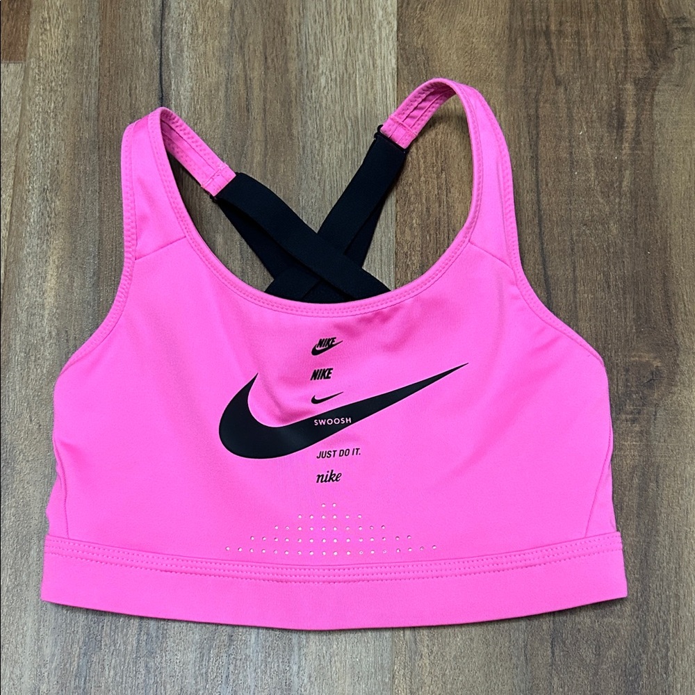 Nike Bright Pink Sports Bra with Black Accents